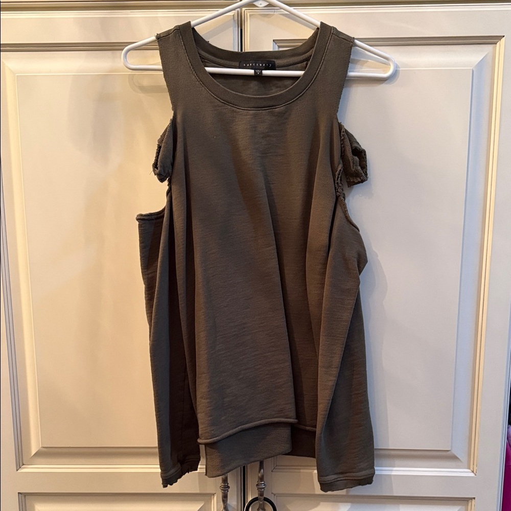 Sanctuary Olive Green Cold-Shoulder Sweatshirt